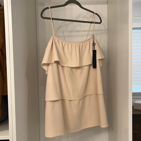 Black Halo Santos Mini Tiered Ruffle Dress Size Small NWT Pale Pink/Nude - Picture 4 of 6